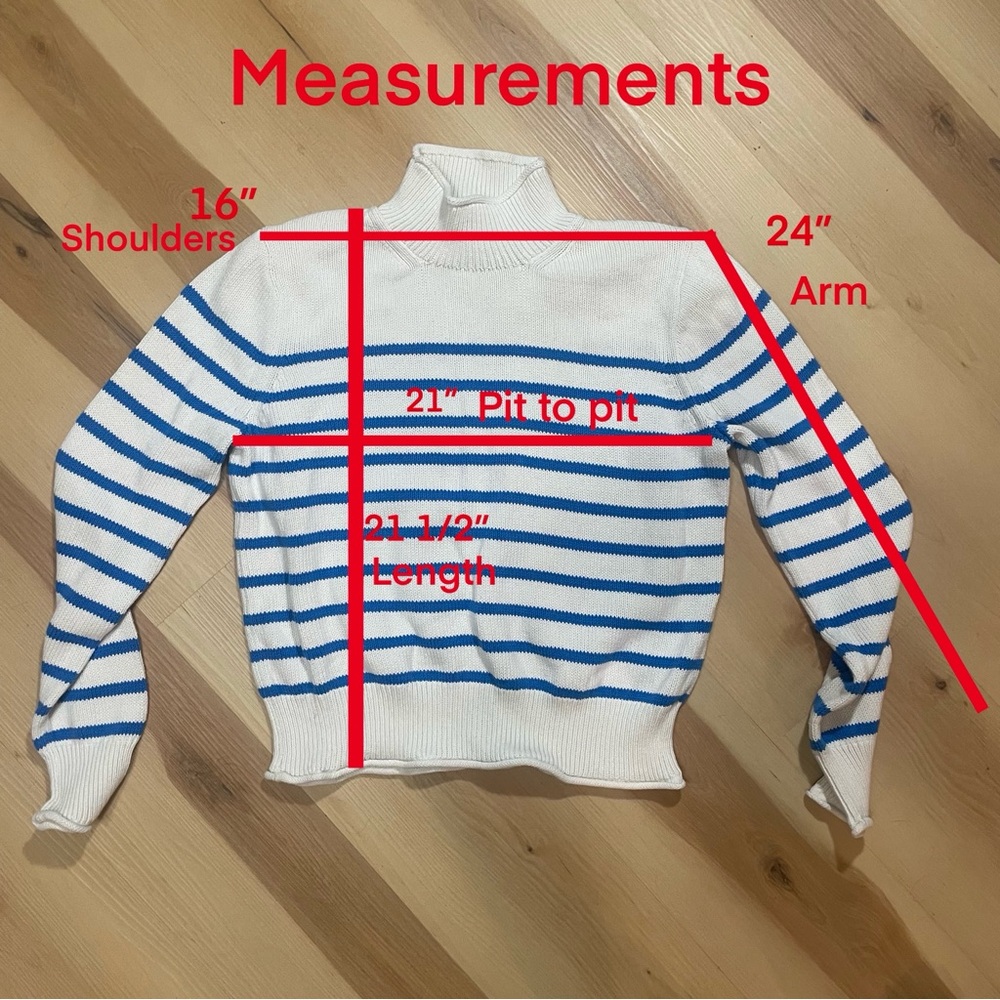 J Crew New Heritage “Rollneck” Sweater White Blue Stripe Size L - Picture 8 of 11